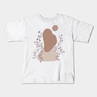 Minimal Boho Abstract Shapes Plants Warm Tones  Design Kids T-Shirt